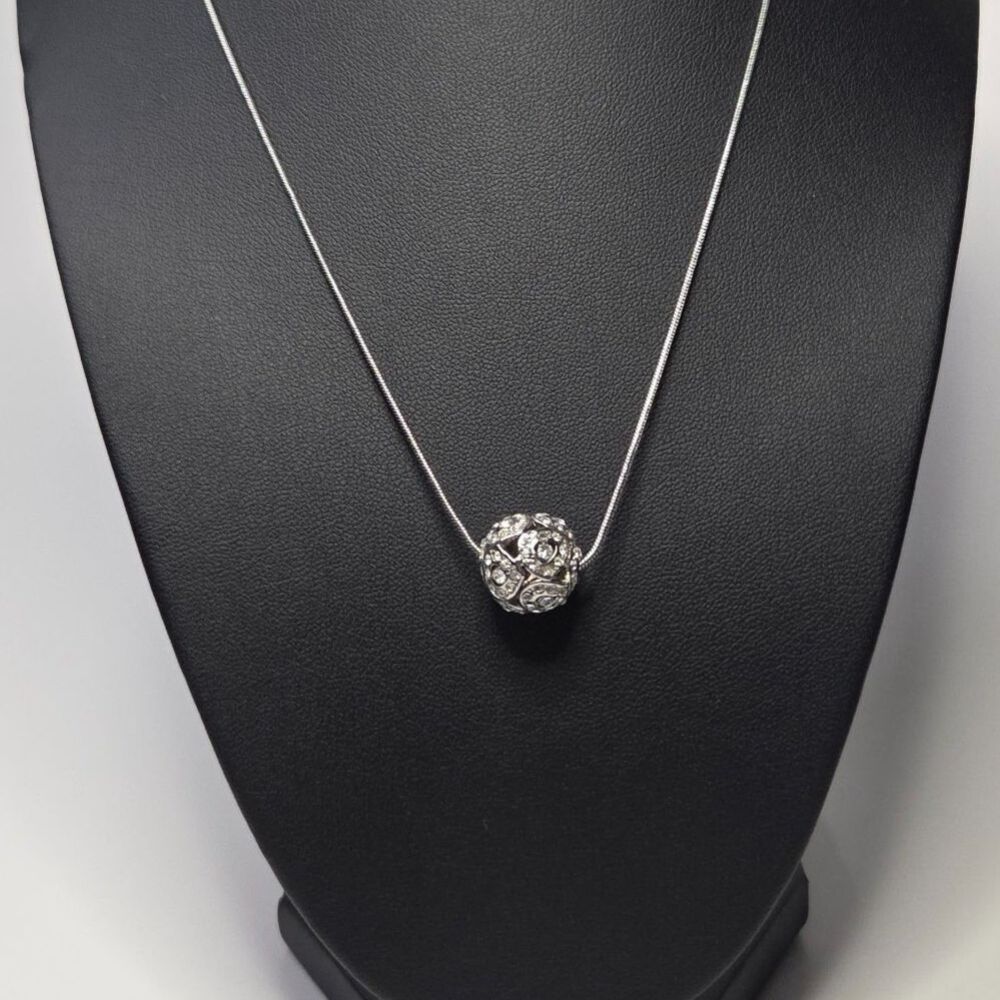 Cookie Lee Rhinestone Studded Ball Pendant Necklace